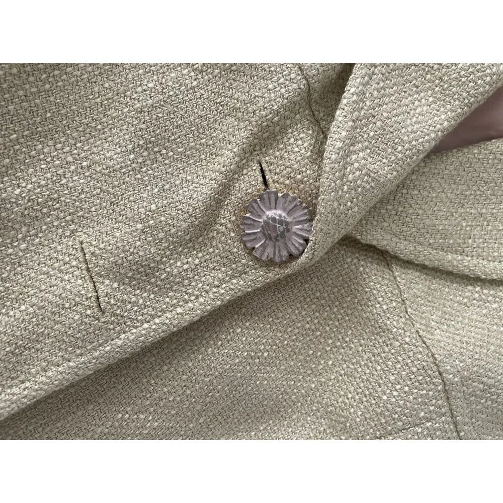 Vintage Rina Rossi Women's Tan Short-Sleeve Blazer Decorative Buttons Size 8 - Picture 4 of 7